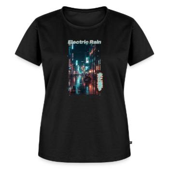 elektrischer Regen - Frauen Premium Bio T-Shirt - Schwarz - Vorne - Selfina (174cm)