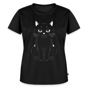 Lustige Katzensilhouette Freche Spaßkatzen - Frauen Premium Bio T-Shirt - Schwarz - Vorne - Selfina (174cm)