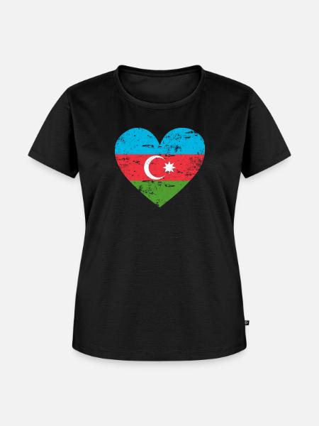Aserbaidschan Flaggenherz - Frauen Premium Bio T-Shirt - Schwarz