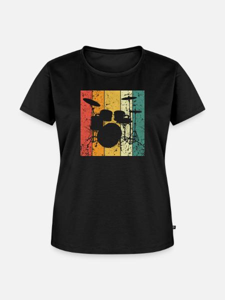 Drums Retro - Frauen Premium Bio T-Shirt - Schwarz