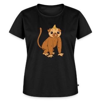 Niedlicher Affe Monkey Äffchen Cartoon Kleinkind - Frauen Premium Bio T-Shirt - Schwarz - Vorne - Selfina (174cm)