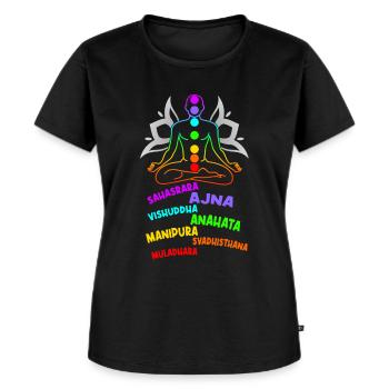 Chakra Chakren Farben Yoga - Frauen Premium Bio T-Shirt - Schwarz - Vorne - Selfina (174cm)