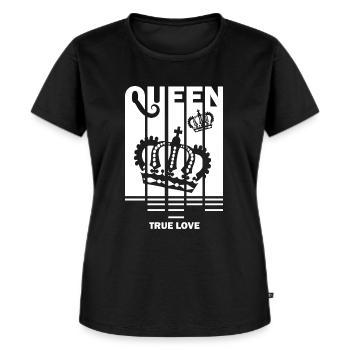 QUEEN - Frauen Premium Bio T-Shirt - Schwarz - Vorne - Selfina (174cm)