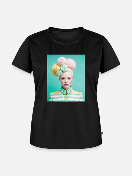 Zuckerwatte, Digitale Kunst - Frauen Premium Bio T-Shirt - Schwarz