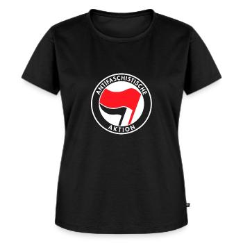 Antifaschistische Aktion - Frauen Premium Bio T-Shirt - Schwarz - Vorne - Selfina (174cm)