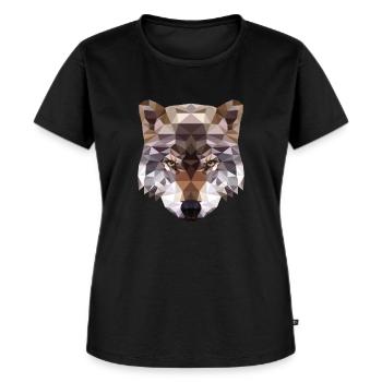 Polygon Wolf - Wolfkopf Geometrie - Frauen Premium Bio T-Shirt - Schwarz - Vorne - Selfina (174cm)