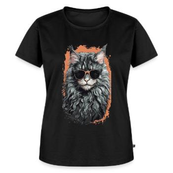La fraîcheur du chat Maine Coon en forme de chat - T-shirt Premium bio Femme - noir - Devant - Selfina (174cm)