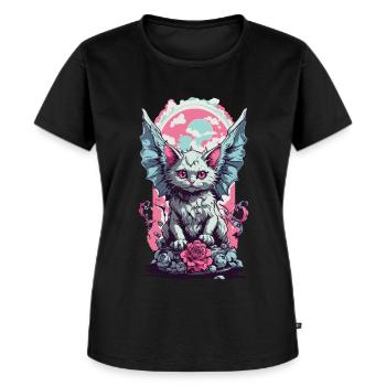 Aile Goth chat Pastel gothique esthétique - T-shirt Premium bio Femme - noir - Devant - Selfina (174cm)