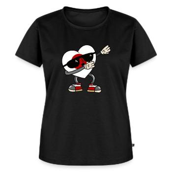 Japan Flag Dabbing Heart Nihon Japanese Flag - Women's Premium Organic T-shirt - black - Front - Selfina (174cm)