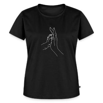 Hand mit Hundepfote hell - Frauen Premium Bio T-Shirt - Schwarz - Vorne - Selfina (174cm)