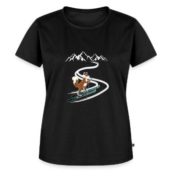 Tourenski gehen Tourengeher- Skitour Fuchs Design - Frauen Premium Bio T-Shirt - Schwarz - Vorne - Selfina (174cm)