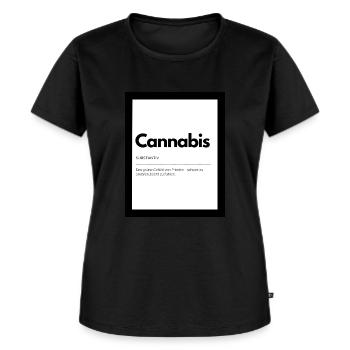 Cannabis - Gefühl von Frieden Spruch - Frauen Premium Bio T-Shirt - Schwarz - Vorne - Selfina (174cm)