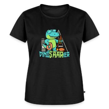 Dinosaarier - Saarland Geschenk Schwenken - Frauen Premium Bio T-Shirt - Schwarz - Vorne - Selfina (174cm)