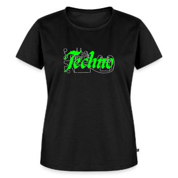TECHNO - Frauen Premium Bio T-Shirt - Schwarz - Vorne - Selfina (174cm)
