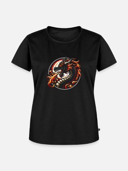 Bunter Feuerdrache für Drachenfans - Frauen Premium Bio T-Shirt - Schwarz
