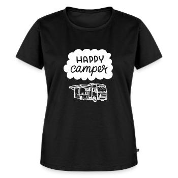 Happy Camper - Women's Premium Organic T-shirt - black - Front - Selfina (174cm)