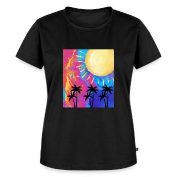 unter Palmen - Frauen Premium Bio T-Shirt - Schwarz - Vorne - Selfina (174cm)