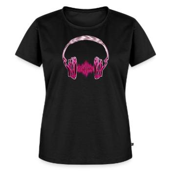 Musik Frequenz Kopfhörer Welle / Music Wave - Frauen Premium Bio T-Shirt - Schwarz - Vorne - Selfina (174cm)