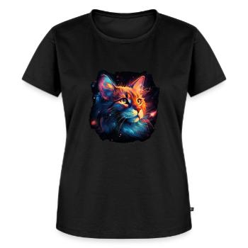 Katze für Katzenmamas, Geschenk Katze Samtpfote - Frauen Premium Bio T-Shirt - Schwarz - Vorne - Selfina (174cm)