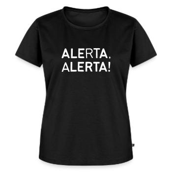 Achtung, Achtung! - Frauen Premium Bio T-Shirt - Schwarz - Vorne - Selfina (174cm)