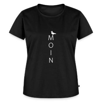 MOIN Motiv mit Möwe. Für Hamburger, Ostfriesen,... - Frauen Premium Bio T-Shirt - Schwarz - Vorne - Selfina (174cm)