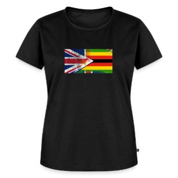 British Zimbabwean Half Zimbabwe Half UK Flag - Women's Premium Organic T-shirt - black - Front - Selfina (174cm)