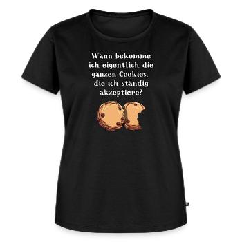Cookies Spruch - Frauen Premium Bio T-Shirt - Schwarz - Vorne - Selfina (174cm)