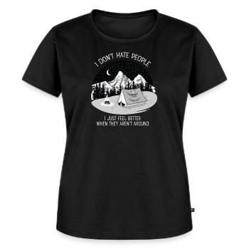 I Don't Hate People...Mountains, Camping, Campfire - Women's Premium Organic T-shirt - black - Front - Selfina (174cm)