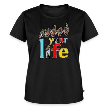 Color your life - mit Gebärdensprache - Frauen Premium Bio T-Shirt - Schwarz - Vorne - Selfina (174cm)