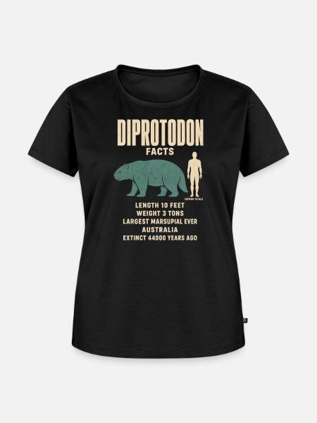 Diprotodon Fakten Eiszeit Größenvergleich Tafel - Frauen Premium Bio T-Shirt - Schwarz