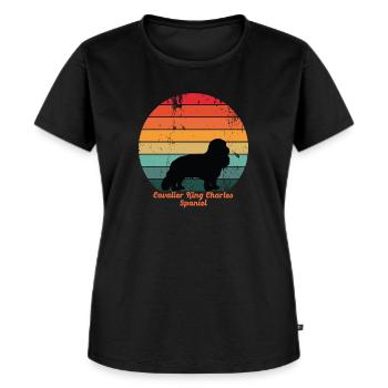 Rétro Cavalier King Charles Spaniel - T-shirt Premium bio Femme - noir - Devant - Selfina (174cm)