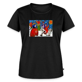 QUICHOTTE ET LES MOULINS FOUS - T-shirt Premium bio Femme - noir - Devant - Selfina (174cm)
