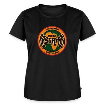 Africa Jah Rastafari - Women's Premium Organic T-shirt - black - Front - Selfina (174cm)