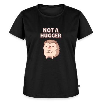 Funny Grumpy Hedgehog Not A Hugger - Women's Premium Organic T-shirt - black - Front - Selfina (174cm)