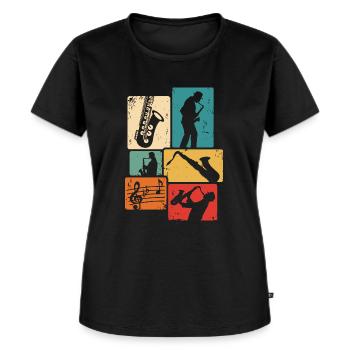 Saxophonist Retro Saxophon Musiker Saxofon - Frauen Premium Bio T-Shirt - Schwarz - Vorne - Selfina (174cm)