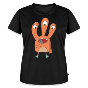 Monster Lolli - Frauen Premium Bio T-Shirt - Schwarz - Vorne - Selfina (174cm)
