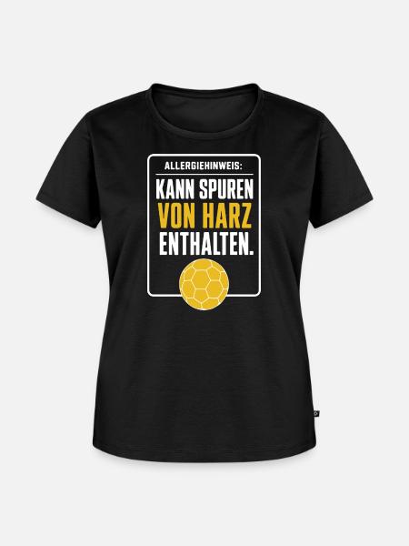 Allergiehinweis Handball – Spuren von Harz - Frauen Premium Bio T-Shirt - Schwarz