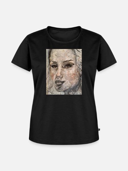 Bloom like Roses - Frauen Premium Bio T-Shirt - Schwarz