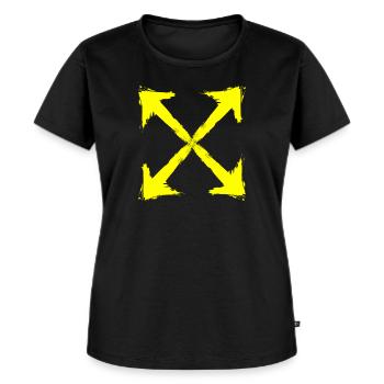 Yellow arrow - Women's Premium Organic T-shirt - black - Front - Selfina (174cm)