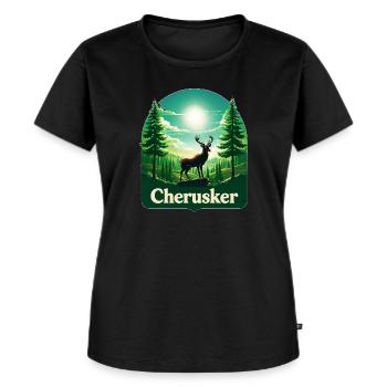 Cherusker – Stolz der Wälder - Frauen Premium Bio T-Shirt - Schwarz - Vorne - Selfina (174cm)