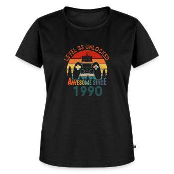 Niveau 33 Débloqué Génial depuis 1990 Funny Gamer - T-shirt Premium bio Femme - noir - Devant - Selfina (174cm)