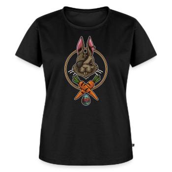 Osterhase Pirat | Frohe Ostern Augenklappe - Frauen Premium Bio T-Shirt - Schwarz - Vorne - Selfina (174cm)