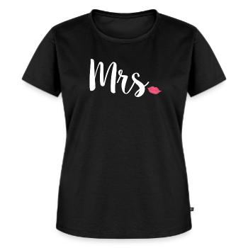 Mrs Lips Dot white - Frauen Premium Bio T-Shirt - Schwarz - Vorne - Selfina (174cm)