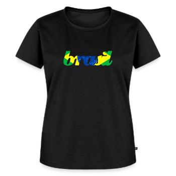 Lettrage du Brésil avec le drapeau du Brésil - T-shirt Premium bio Femme - noir - Devant - Selfina (174cm)