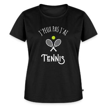 je peux pas j'ai tennis - T-shirt Premium bio Femme - noir - Devant - Selfina (174cm)