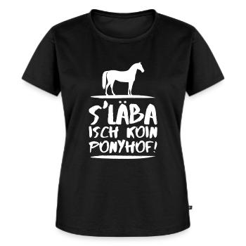 Ponyhof (weiß) - Frauen Premium Bio T-Shirt - Schwarz - Vorne - Selfina (174cm)