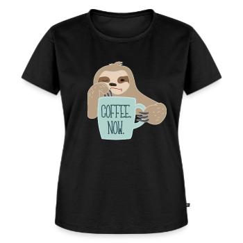 Faultier braucht Kaffee - Frauen Premium Bio T-Shirt - Schwarz - Vorne - Selfina (174cm)