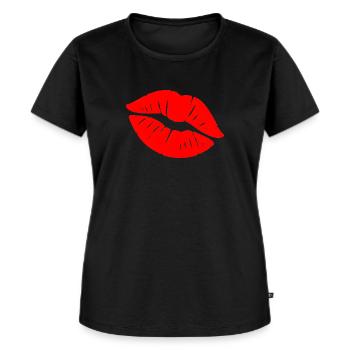 Kuss sinnlich Kussmund Lippenstift - Frauen Premium Bio T-Shirt - Schwarz - Vorne - Selfina (174cm)
