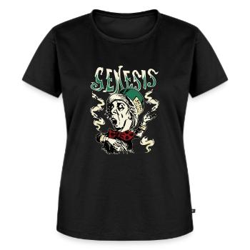 Genesis Madl Hatter - Frauen Premium Bio T-Shirt - Schwarz - Vorne - Selfina (174cm)