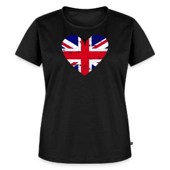 Drapeau Coeur Drapeau britannique - T-shirt Premium bio Femme - noir - Devant - Selfina (174cm)